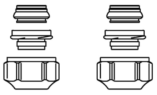 картинка Набор со стяжным кольцом, 15 мм, латунь, для наружной резьбы G 3/4", НГ никелированная, мягкое уплотнение, 2 набора в комплекте от магазина Сантехстрой