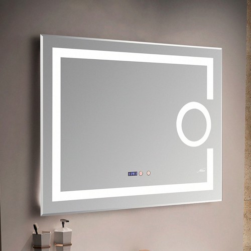 картинка Зеркало с LED-подсветкой MELANA-8060 подогрев/часы/космет.зеркало (MLN-LED090-1) от магазина Сантехстрой