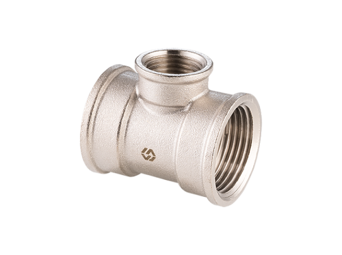 картинка Тройник, 3/4" х 1/2" х 3/4", ВВВ, латунь никелированная от магазина Сантехстрой