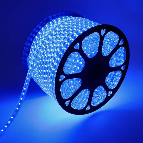 картинка LED лента 220 В,  13х8 мм,  IP67, SMD 5050, 60 LED/m,  цвет свечения синий от магазина Сантехстрой