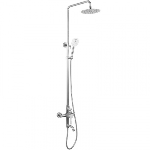 картинка Душевая система MELANA-F610107 Tondo нерж.сталь, с тропическим душем, лейкой и смесителем от магазина Сантехстрой