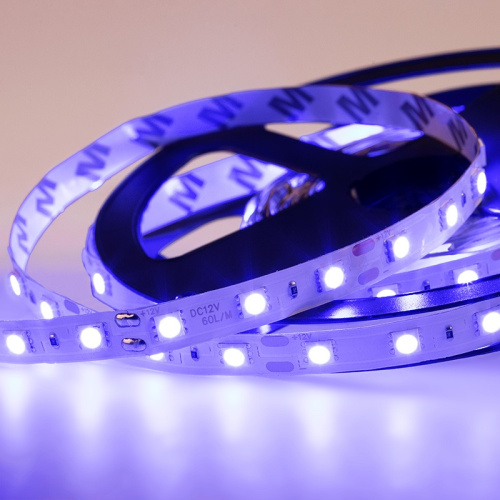 картинка LED лента 5м открытая,  10 мм,  IP23, SMD 5050, 60 LED/m,  12 V,  цвет свечения синий LAMPER от магазина Сантехстрой