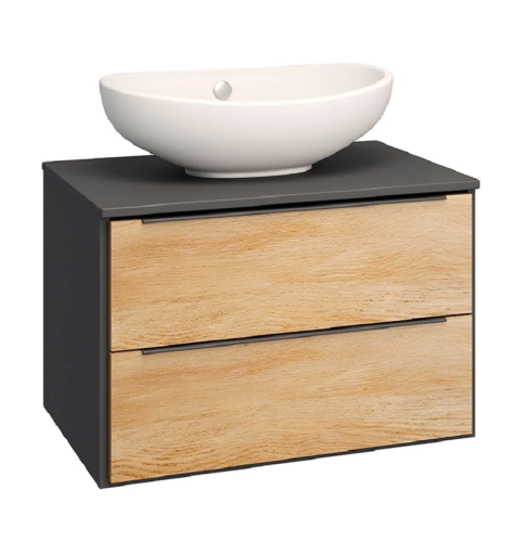 картинка Тумба под раковину Runo подвесная дуб черный (под умывальник Moduo Square 50/ Гамма 56/ Infinity 70/ Moduo Leaf 55 ) Мальта 70 (00-00001097) от магазина Сантехстрой