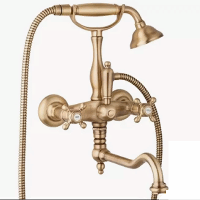 изображение смеситель cezares nostalgia-pbv2-03/24-m на борт ванны с поворотным изливом и ручным душем, золото, ручки золото