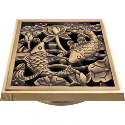 картинка Решетка для трапа Bronze de Luxe Рыбы 10x10 21980 Бронза от магазина Сантехстрой