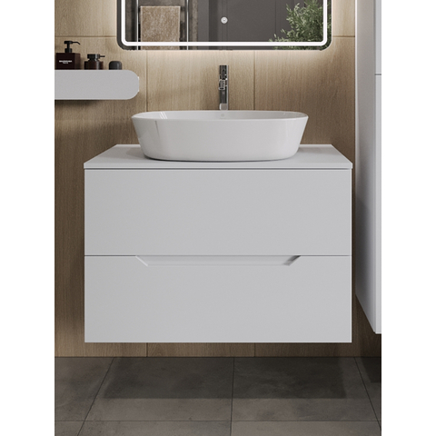 картинка Тумба с раковиной подвесная Orange Line Li-80TuwMDF+B08-500W 80 см, белый от магазина Сантехстрой