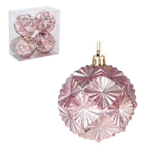картинка СНОУ БУМ Набор формовых шаров 4шт 8см, розовое золото, пластик от магазина Сантехстрой