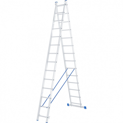 картинка Лестница, 2 х 14 ступеней, алюминиевая, двухсекционная, Россия, Сибртех от магазина Сантехстрой