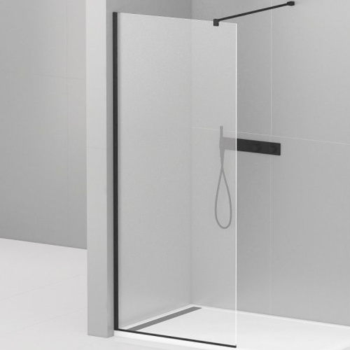 картинка Душевая перегородка Cezares Liberta 85 LIBERTA-L-1-85-120-C-NERO профиль Черный матовый стекло прозрачное от магазина Сантехстрой