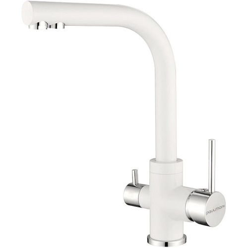 картинка смеситель для кухни paulmark essen es213011-431 белый матовый