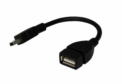 картинка USB кабель OTG mini USB на USB шнур 0.15 м черный REXANT от магазина Сантехстрой