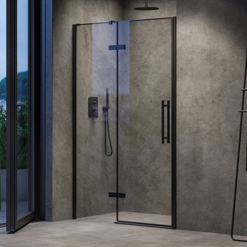 картинка Двухстворчатая душевая дверь Ravak COSD2-100, профиль черный, прозрачное стекло X0VVAC300Z1 от магазина Сантехстрой
