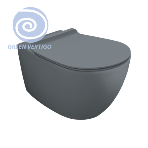 картинка SIMAS Vignoni унитаз подвесной безободковый &quot;Rimless&quot; 56*36,5см, смыв Tornado, без крепежа F85, цвет: cemento  matt от магазина Сантехстрой