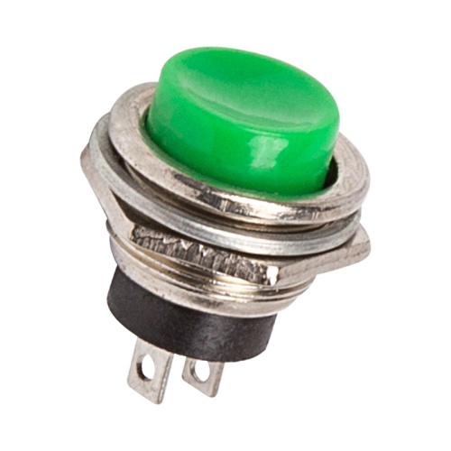 картинка Выключатель-кнопка металл 250V 2А (2с) OFF-(ON) Ø16.2 зеленая (RWD-306) REXANT от магазина Сантехстрой