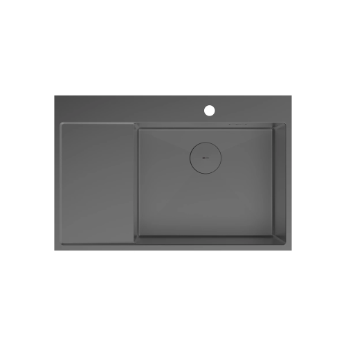 картинка Кухонная мойка Lemark KEZADRA 780P прямоугольная с крылом из нержавеющей стали (чаша СПРАВА) цвет: графит (9936155) от магазина Сантехстрой