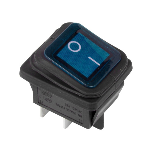 картинка Выключатель клавишный 250V 15А (4с) ON-OFF синий с подсветкой ВЛАГОЗАЩИТА (RWB-507) REXANT от магазина Сантехстрой