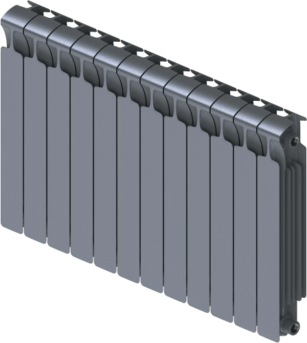 картинка Радиатор биметаллический Rifar Monolit 500 12 секций, нижнее левое подключение, титан от магазина Сантехстрой