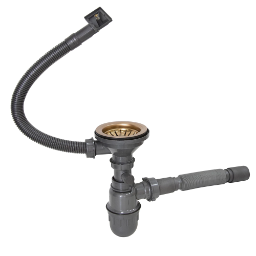 картинка Сифон MIXLINE 3 1/2*40  с прямоуг. переливом, с гофрой 40*40  PRO БРОНЗА (551690) от магазина Сантехстрой