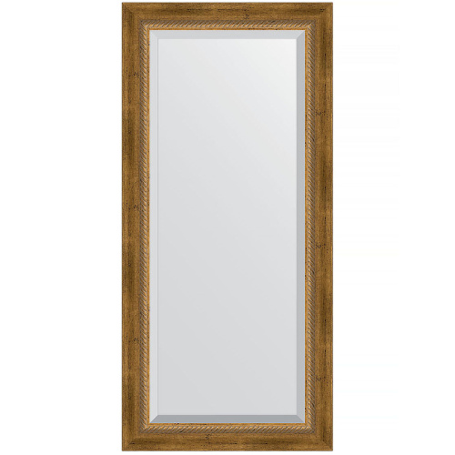 картинка Зеркало Evoform Exclusive 113х53 BY 3484 с фацетом в багетной раме - Состаренная бронза с плетением 70 мм от магазина Сантехстрой