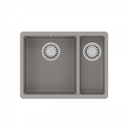 картинка Кухонная мойка Lemark SINARA 550.2-U подстольного монтажа с доп.чашей из кварцгранита цвет: Грей (9910081) от магазина Сантехстрой
