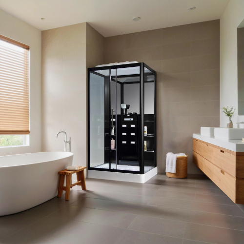 картинка Душевая кабина Loranto CS 129 3A L 90*150*235 левосторонняя, прозрачное стекло 6 мм., профиль черный (00054493) от магазина Сантехстрой