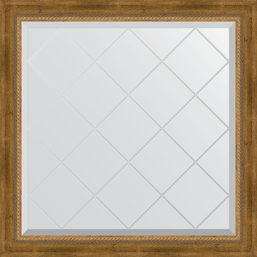 картинка Зеркало Evoform Exclusive-G 83х83 BY 4305 с гравировкой в багетной раме - Состаренная бронза с плетением 70 мм от магазина Сантехстрой