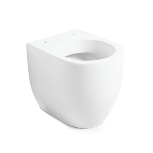 картинка Kerasan Flo унитаз NEW напольный  БЕЗОБОДКОВЫЙ 53см, цвет белый (крепить на силикон или на крепеж 762901) от магазина Сантехстрой