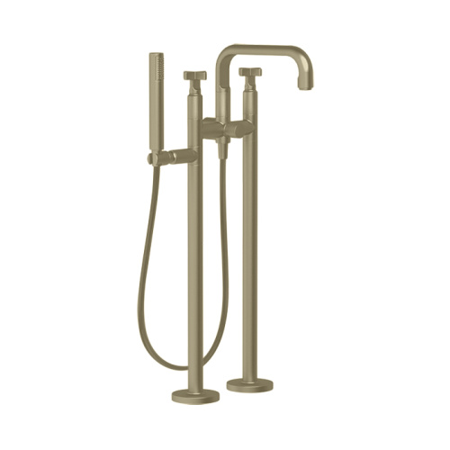 изображение gessi inciso напольный смеситель для ванны с ручным душем (внешние части), цвет: brushed brass pvd