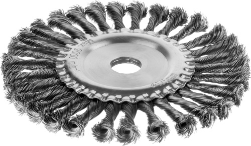 картинка Щетка дисковая для УШМ, жгутированная стальная проволока 0,5 мм, d=175 мм, MIRAX 35140-175 от магазина Сантехстрой