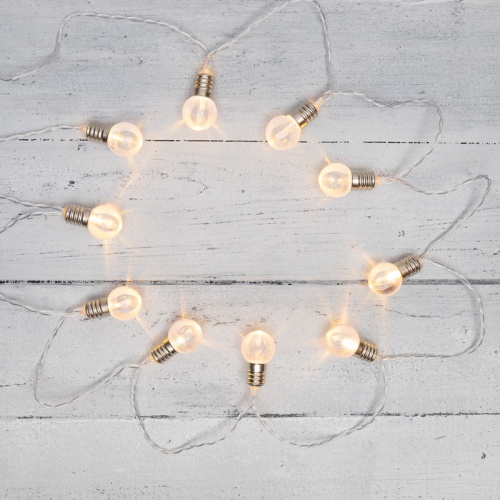картинка Гирлянда светодиодная Лампочки 10 LED,  1.5 м,  прозрачный ПВХ,  теплый белый цвет свечения,  2 х АА (батарейки не в комплекте) NEON-NIGHT от магазина Сантехстрой