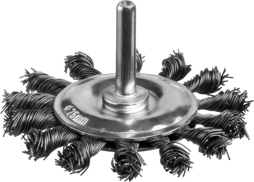 картинка Щетка дисковая для дрели, жгутированная стальная проволока 0,5 мм, d=75 мм, MIRAX 35146-075 от магазина Сантехстрой