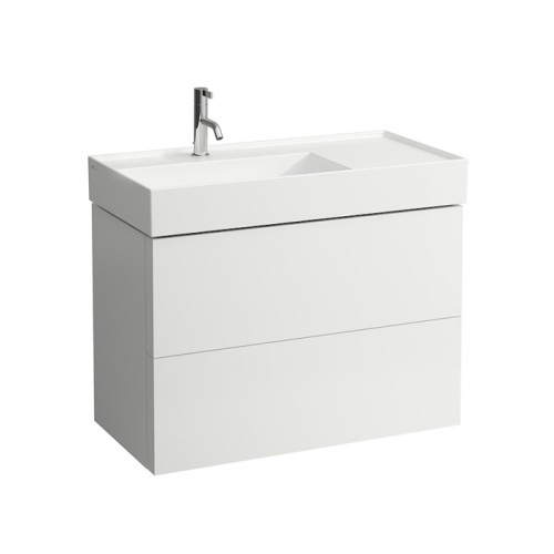 картинка Тумба под раковину Laufen Kartell 810338, 880x450x600 мм, с 2 ящика, органайзер для ящика, с сифоном, с полочкой справа, белый матовый (Привезем за 3 недели) от магазина Сантехстрой