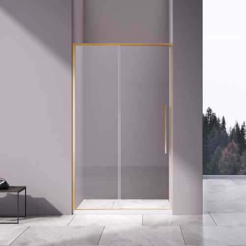 картинка Душевая дверь Slim-N VDS-4SN140CLG, 1400, брашированное золото, стекло прозрачное от магазина Сантехстрой
