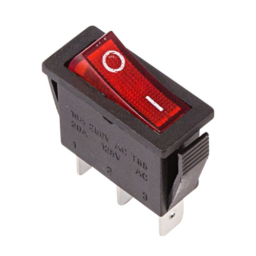 картинка Выключатель клавишный 250V 15А (3с) ON-OFF красный с подсветкой (RWB-404, SC-791, IRS-101-1C) REXANT от магазина Сантехстрой