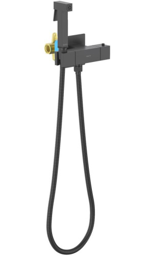 картинка Комплект для гигиенического душа (смеситель + гигиеническая лейка + шланг) AQUATEK ЛИБРА, термостатический, встроенный, матовый черный AQ1028MB от магазина Сантехстрой