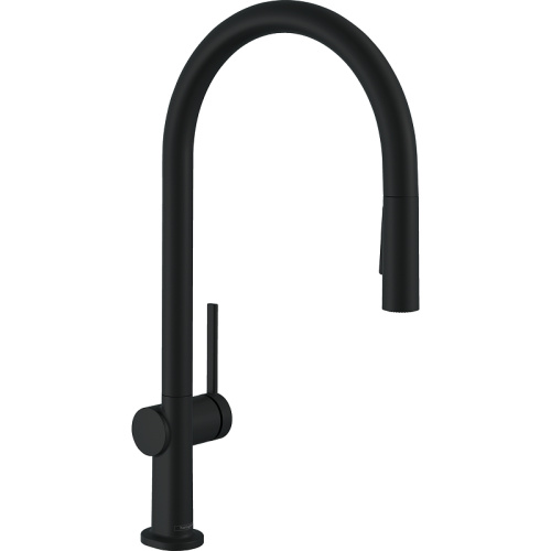картинка кухонный смеситель однорычажный, 210, с вытяжным душем, 2jet, sbox hansgrohe 72801670, матовый черный