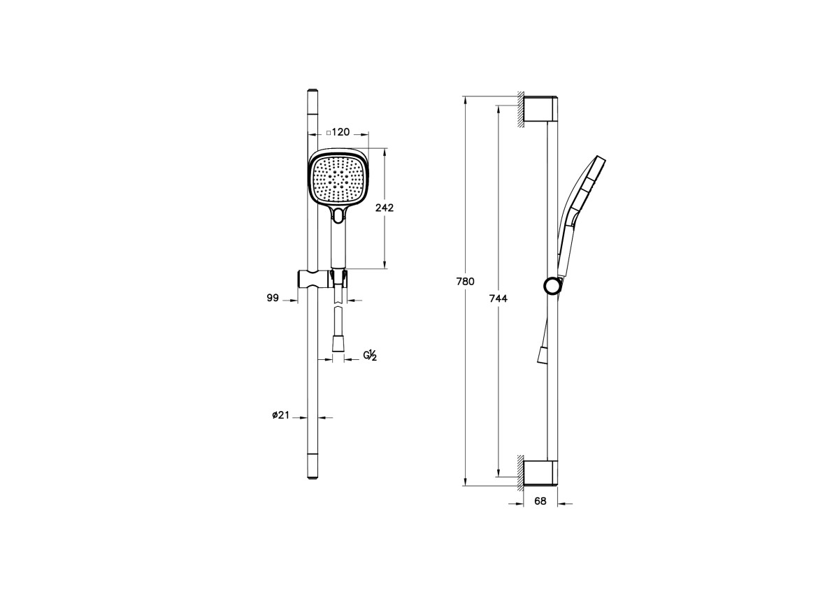 картинка Душевая стойка VitrA Core Square A4591736EXP с ручным душем без смесителя матовая черная от магазина Сантехстрой