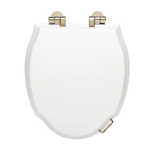 картинка Devon Westminster Сиденье для унитаза из мдф, цвет: белый лакированный/петли золото светлое (микролифт) от магазина Сантехстрой
