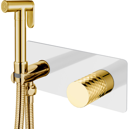 картинка Гигиенический душ со смесителем Boheme Stick 127-WG Белый Золото от магазина Сантехстрой