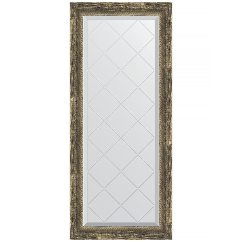 картинка Зеркало Evoform Exclusive-G 123х53 BY 4049 с гравировкой в багетной раме - Старое дерево с плетением 70 мм от магазина Сантехстрой