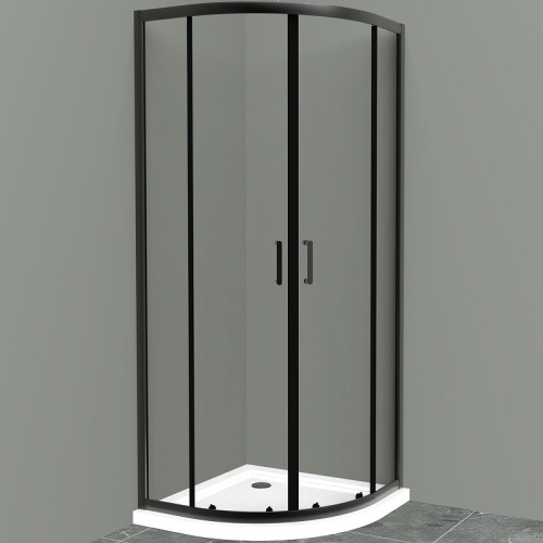 картинка Душевой уголок BelBagno Uno 100х100 UNO-195-R-2-100-C-NERO профиль Черный матовый стекло прозрачное от магазина Сантехстрой