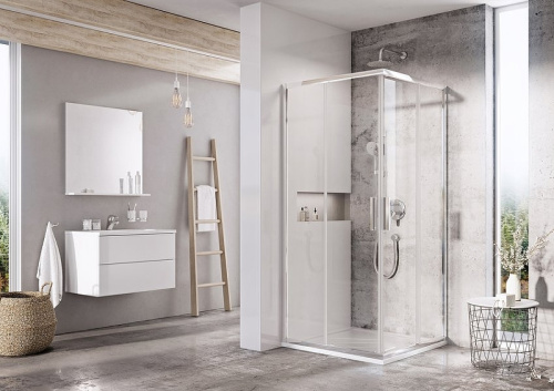 картинка Душевой уголок Ravak Blix Slim 90x90 BLSRV2-90 профиль Хром стекло прозрачное от магазина Сантехстрой