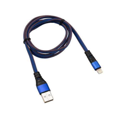 картинка Кабель REXANT USB-Lightning 2.4 A,  1 м,  синяя нейлоновая оплетка от магазина Сантехстрой