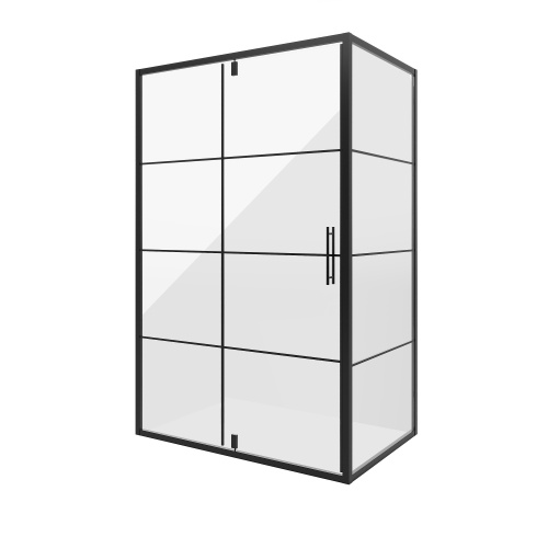 картинка Душ. ограждение NG-0220-08 BLACK (1200х800х1950) прямоугольник, дверь распашная, 1 место от магазина Сантехстрой