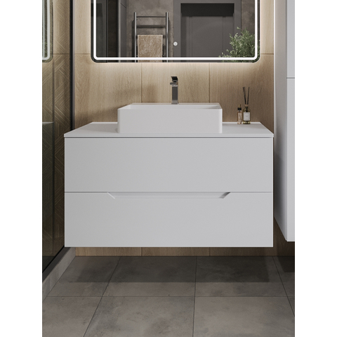 картинка Тумба с раковиной подвесная Orange Line Li-100TuwMDF+B04-500W 100 см, белый от магазина Сантехстрой