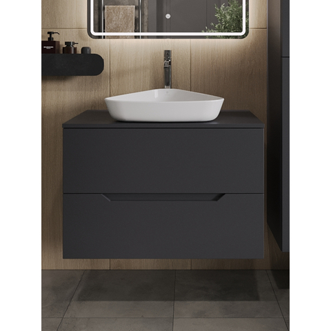 картинка Тумба с раковиной подвесная Orange Line Li-80TugMDF+B07-500W 80 см, графит/белый от магазина Сантехстрой