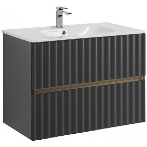 картинка Тумба под раковину Art&Max Elegant AM-ELEGANT-800-2C-SO-GM-LED с LED подсветкой серый матовый от магазина Сантехстрой