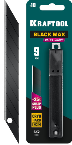 картинка KRAFTOOL BLACK MAX 9 мм лезвия сегментированные, 9 сегментов, 10 шт от магазина Сантехстрой