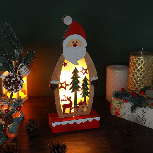 картинка СНОУ БУМ Сувенир новогодний декор с LED подсветкой, 12x28 см, дерево, пластик от магазина Сантехстрой