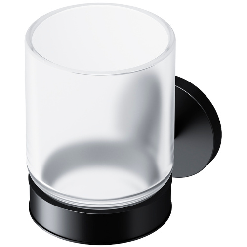 картинка A85A34322 X-Joy, Стеклянный стакан с настенным держателем черный от магазина Сантехстрой